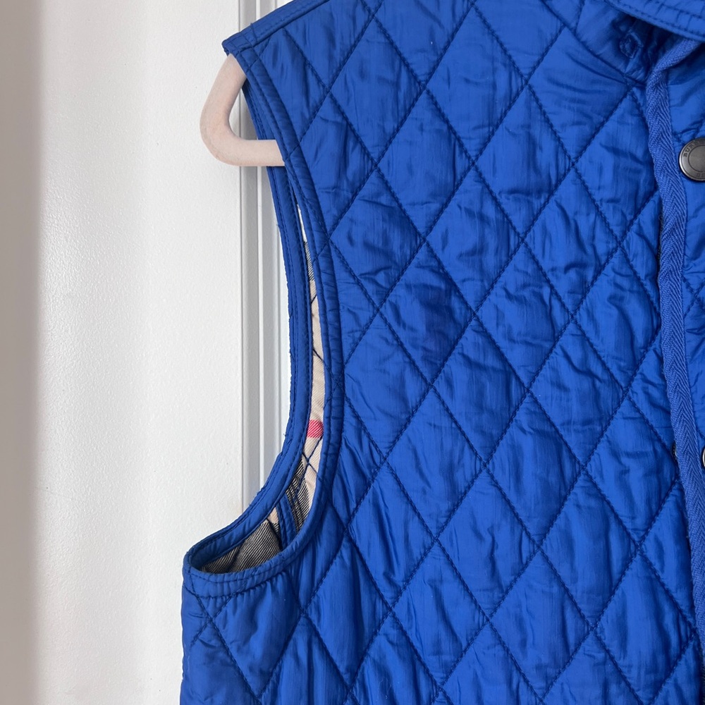 Burberry Brit Blue Quilted Sleeveless Vest Women’s Petite Small Nova Check - Picture 4 of 12